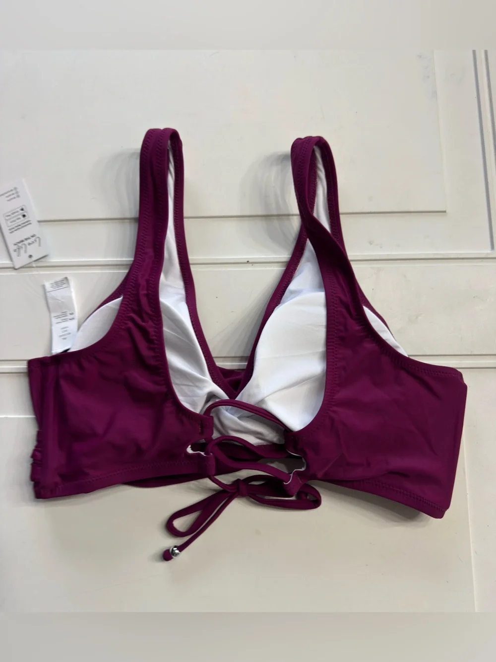 Cupshe NWT Women’s Sz XL Burgundy Maroon Cross Front Bikini Top - Picture 4 of 5